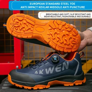 Breathable Steel Toe Safety Boots with Rotary Buckle for Men and Women Working Professionals