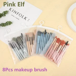 Professional 8 Piece Unicorn Mini Travel Makeup Brush Set for Foundation Face Powder Blush Eyeshadow Lip Makeup Application