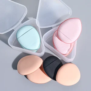 Professional Mini Cosmetic Finger Concealer Puff Set with Storage Case for Air Cushion Foundation and Detail Makeup Applications