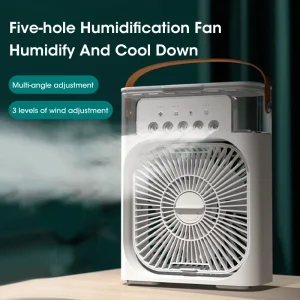 Portable Mini Water-Cooled Silent Air Conditioner Fan with 5 Hole Humidification and Timed Function for Summer