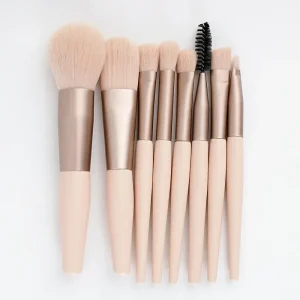 Deluxe 8pc Makeup Brush Collection for Foundation, Concealer, Powder, Blush, Eye Shadow and Blending Application