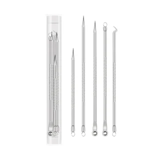 Complete Acne Solution Kit with Stainless Steel Needle Extractor and Multi-Functional Rings for Removing Blackheads, Whiteheads, and Other Facial Impurities for Women and Men