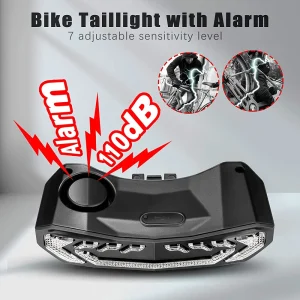 Wireless 5-in-1 Bike Taillight with Turn Signals, Anti-Theft Alarm, LED Rear Light, Waterproof, and 6 Light Modes for Night Riding Safety