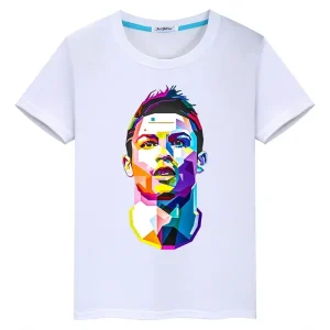 Cristiano Ronaldo Kids Summer Wear Collection – White Short Sleeve Casual Fashion T-Shirts for Boys and Girls