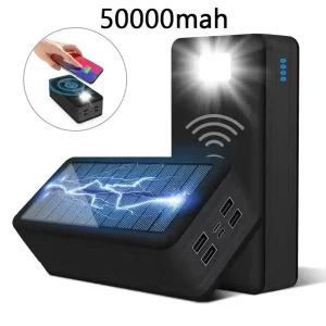 Solar Charger 200000mAh Portable Power Bank with Wireless Charging and Quick Charge for Smartphones and Cameras