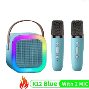 Portable 5.3 Bluetooth Karaoke Machine with 2 Wireless Microphones, RGB LED Lights, and Professional Audio Effects for KTV, Parties, and Family Gatherings