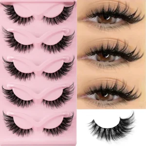 5 Pairs of Elongated Fake Lashes with a Faux Mink Finish for a Natural Everyday Makeup