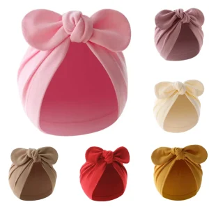 Adorable Cotton Baby Beanie Hat for Newborn Infant Toddler Girls and Boys with Cute Bows 0-24M