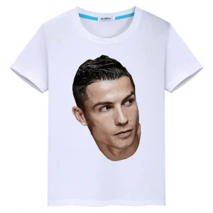 Cristiano Ronaldo Printed Kids Summer Wear – Short Sleeve White Tee Shirt for Active Boys and Girls