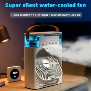 Portable Mini Air Cooler with Water Spray Function and USB Desktop Fan for Personal Cooling and Humidification