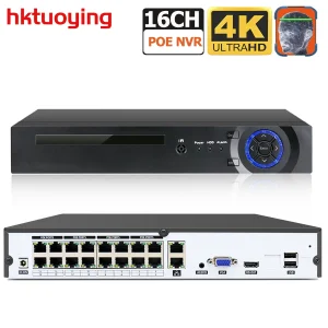 IP Camera 16CH 4K NVR Recorder with H.265 Compression, Face Detection, and ONVIF Support for 3MP 4MP 5MP Cameras and Smart Home Integration