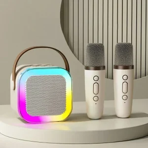 Wireless Bluetooth Karaoke Machine Portable Speaker System with Microphone for Home Family Singing