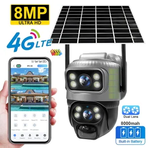 4G Solar Powered PTZ IP Camera with Dual Lens and Human Detection Night Vision