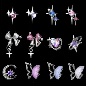 Luxury Nail Art Accessories 5PCS Set Heart Shaped Starlight Moon Asterism Charms for Manicure Decoration