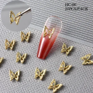 Butterfly Shaped 3D Nail Rhinestones Glitter Nail Decoration Charm Silver Gold Nail Art Accessories for DIY Manicure