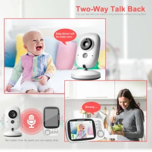 Wireless 2.4G Video Baby Monitor with 3.2-Inch LCD Screen, 2-Way Audio Talk, Night Vision, Temperature Monitoring and 24 Hours Battery Life