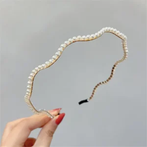 Pearl Embellished Rose Pattern Hair Headbands for Party Anniversary Birthday Gift, Alloy Metal Hairhoop Accessories for Women and Teen Girls