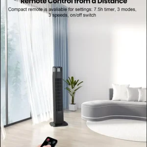 Portable Floor Bladeless Standing Fan with 7.5H Timer, 3 Speeds and 3 Modes, Ideal for Indoor Cooling and Air Circulation