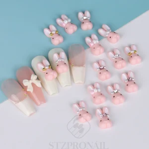 3D Acrylic Halloween Rabbit Nail Charms Kawaii Cartoon Rabbit Manicure Gems DIY Decoration Accessories