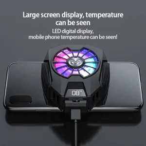 Portable Cellphone Cooler with Adjustable Fan Speed and LED Temperature Display for iPhone Android