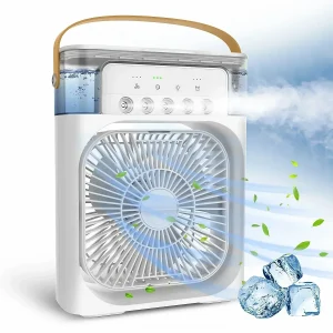 Portable USB Electric 3 in 1 Air Conditioner Humidifier LED Night Light Fan with 7 Color Changing Lights for Home Office Travel