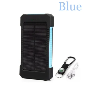 Portable Solar Charger 200000mAh External Battery Fast Charging Power Bank with LED Flashlight and Multiple Protection Systems for Smartphones and Tablets