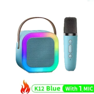 Portable 5.3 Bluetooth Karaoke Machine with 2 Wireless Microphones, RGB LED Lights, and Professional Audio Effects for KTV, Parties, and Family Gatherings