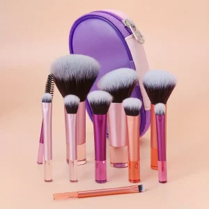 10 Piece Travel Mini Makeup Brush Set for Powder, Eyeshadow, Foundation, Blush, Concealer and Beauty Makeup Applications