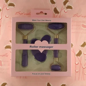 Face Body Massage Tool Kit with 3 Resin Rollers for Gua Sha Face Care and Beauty Therapy