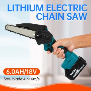 Portable Electric Mini Chainsaw with 6-inch Bar for Small Wood Cutting Tasks