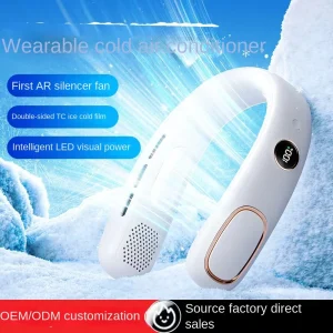 Mini Personal Neck Fan with USB Charging and LED Temperature Display for Outdoor Activities