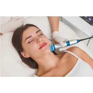 Advanced RF Microcurrent EMS Facial Lifting Machine with 360 Degree Rotating LED Blue Light Therapy for Skin Tightening and Anti-Aging