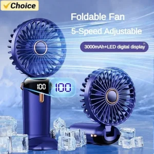 Multi-Functional 5 Speed USB Fan with Adjustable Head and LED Display Screen for Hot Summer Days