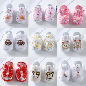 Floral Lace Up Newborn Baby Shoes for Princess Little Girls First Walkers