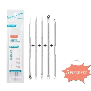 Acne Treatment Tool Kit with Super Fine Cell Clips and Tweezers for Effective Blackhead and Whitehead Removal