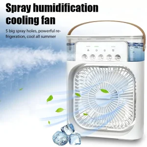 Portable Mini Air Cooler with Water Spray Function and USB Desktop Fan for Personal Cooling and Humidification