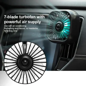 Universal Car Accessories USB Powered 3 Speed Fan with Colorful Ambient Light for Vehicle Air Outlet