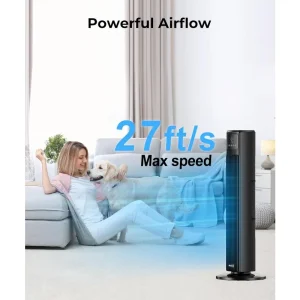 High-Velocity 4-Speed Tower Fan with 4 Modes, 75-Degree Oscillation, and Low 34-Decibel Noise Level for Bedroom and Beyond