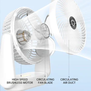 New 2024 Hanging Rotatable Fan with USB Charging and Warm Night Light for Bedroom Desk