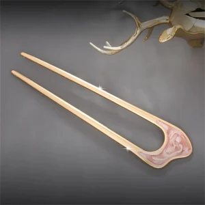 High-End Fashion Hairwear – U-Shaped Metal Hair Stick with Intricate Shell Design