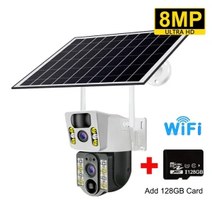 Weather-Resistant 4G Wireless Outdoor Solar Camera with 8MP Dual Lens, Motion Detection, and 30-Day Battery Life