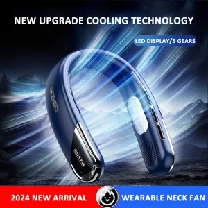 2024 Ultra Long Endurance Portable Neck Fan with LED Digital Display and 5th Gear Wind for Outdoor and Indoor Use