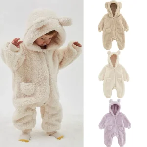 Newborn Baby Warm Fleece Animal Costume Onesie Jumpsuit for 0-24 Months Boys and Girls Winter Autumn Outwear