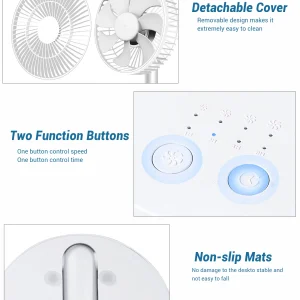 Compact Rechargeable Table Fan with 4 Adjustable Speeds and Timer for Indoor or Outdoor Cooling