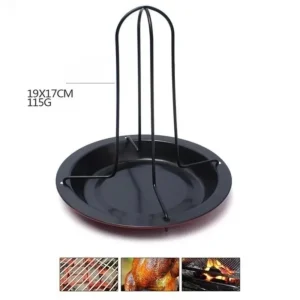 Heavy Duty Carbon Steel Chicken Roaster with Non-Stick Coating and Upright Rack for Oven Safe Baking and Grilling at Home