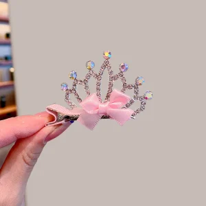 3D Crown Hair Accessories for Kids, Sparkling Rhinestone Hairpin for Little Princesses