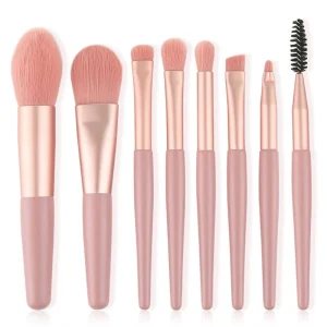 Complete 8 Piece Makeup Brush Set for Flawless Makeup Application and Beauty Routine