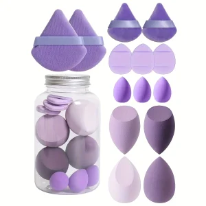 Ultimate 14pc Makeup Sponge Kit with Travel Case, Soft Velvet Beauty Blenders for Flawless Foundation Application