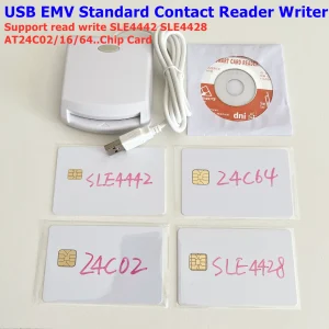 ISO 7816 Compliant EMV Smart Chip Card Reader Writer Programmer with SDK Kit and 2 Free Test Cards for Contact Memory Chip Card Encoding