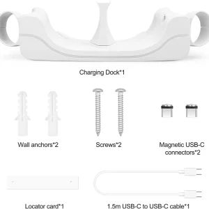 Oculus Quest 2 Charging Dock with Power Switch, Dual Magnetic USB-C Connectors and Quick Charging Function